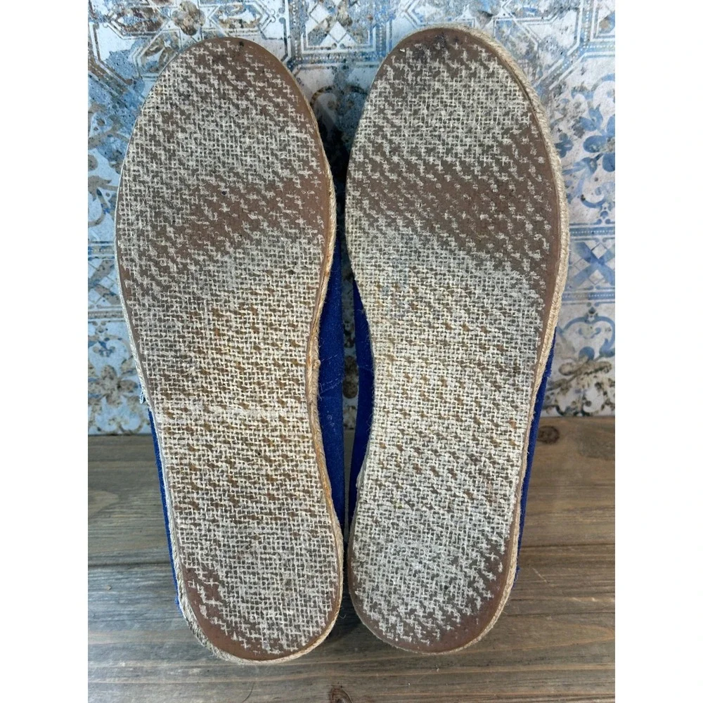 TOMS Alpargata Suede Espadrille Slip On Flats Shoes Women 7.5 Blue